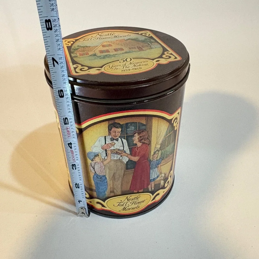 Vintage Nestle Toll House Morsels 50th Anniversary Tin Brown Cookie Tin